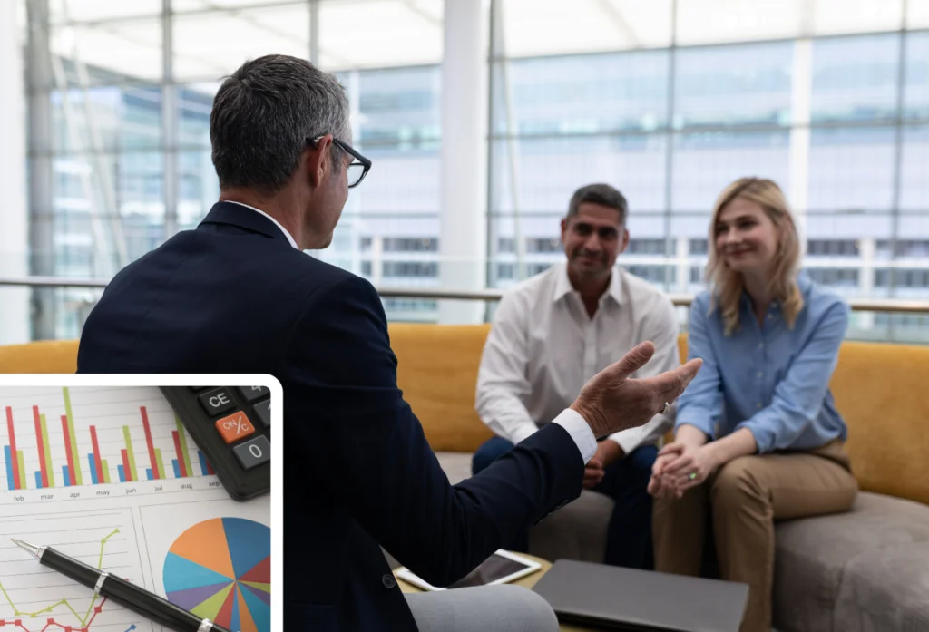 Financial advisor meeting with clients